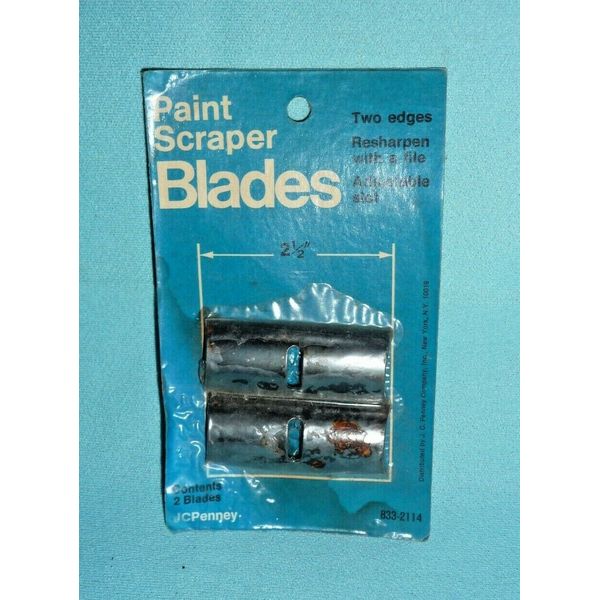 JC Penney 833-2114 Paint Scraper Blades, 2 pk, 1" x 2-1/2", FREE SHIPPING NOS