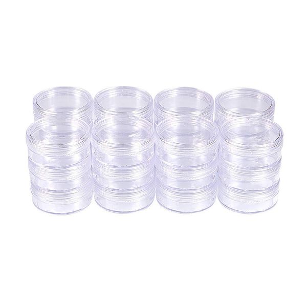 BENECREAT 24 Pack 20ml Empty Clear Plastic Bead Storage Container jar with Rounded Screw-Top Lids for Beads, Nail Art, Glitter, Make Up, Cosmetics and Travel Cream