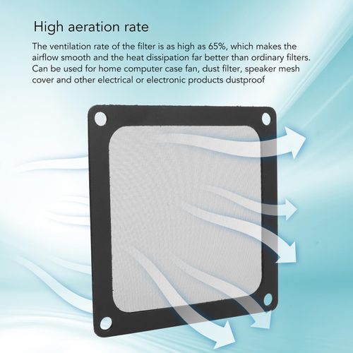 PC Case Dust Mesh Filter, 5Pcs PC Cooler Filter Magnetic Frame Computer Fan Grill for PC Chassis Power Supply, 80 x 80mm, High Ventilation Rate