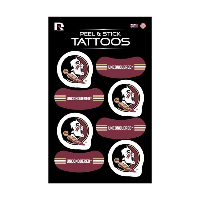 Rico Industries NCAA Florida State Seminoles Vertical Tattoo Peel & Stick Temporary Tattoos - Eye Black - Game Day Approved!