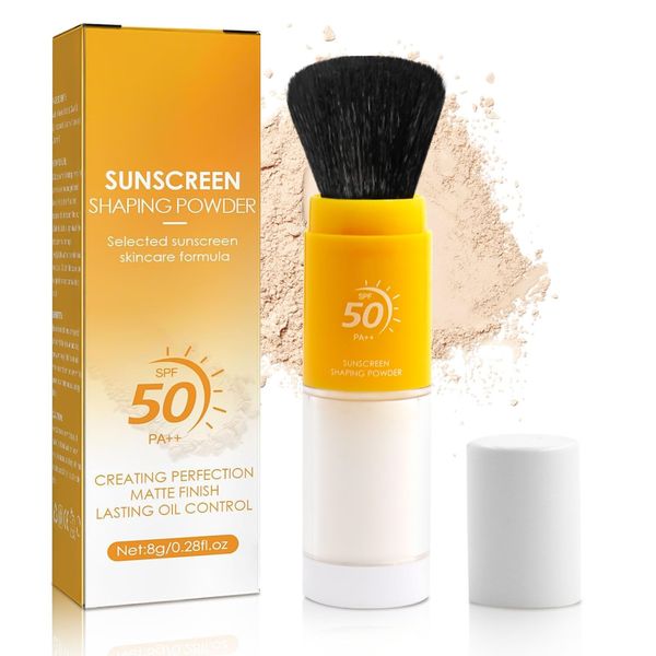 Mineral Sunscreen Setting Powder,Mineralisches Sonnenschutz-Fixierpulver, SPF 50 PA++ Pulver-Sonnenschutz,Durchscheinend Lightweight Sun Protection Powder.(1PC)