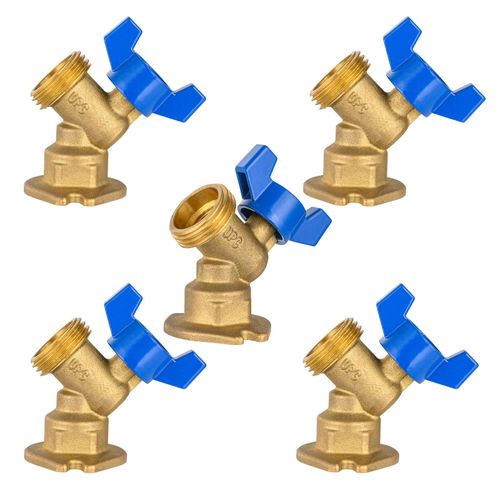 EFIELD 5-Pack 1/2 in. FIP Inlet x 3/4 in. MHT Outlet, 1/4 Turn Sillcock Hose Bibb, Cast Brass Made,(SILLCOCK059)