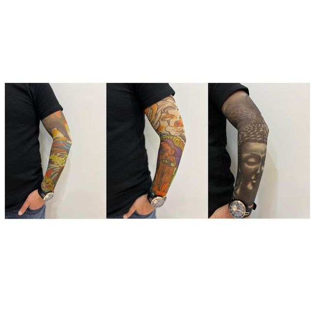 Giyilebilir Dövme 3 Çift 6 Adet Kol Çorap Dövmesi Sleeve tattoo Set12