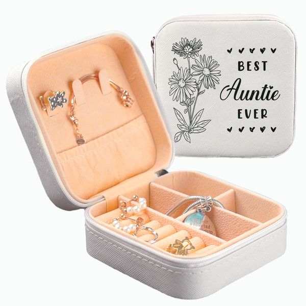 Gifts for Auntie, Auntie Gifts - Personalised Jewellery Box Organisers, Auntie Birthday Gifts, Special Auntie Birthday Gift from Niece Nephew, Travel Jewelry Box Gifts for Auntie.