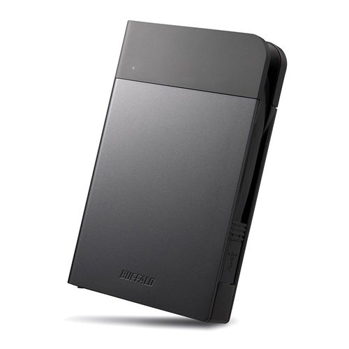 BUFFALO ICカードロック解除対応MILスペック耐衝撃ボディー防滴・防塵ポータブルHDD 2TB ブラック HD-PZN2.0U3-B