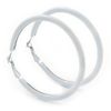 60mm D/Large White Enamel Hoop Earrings