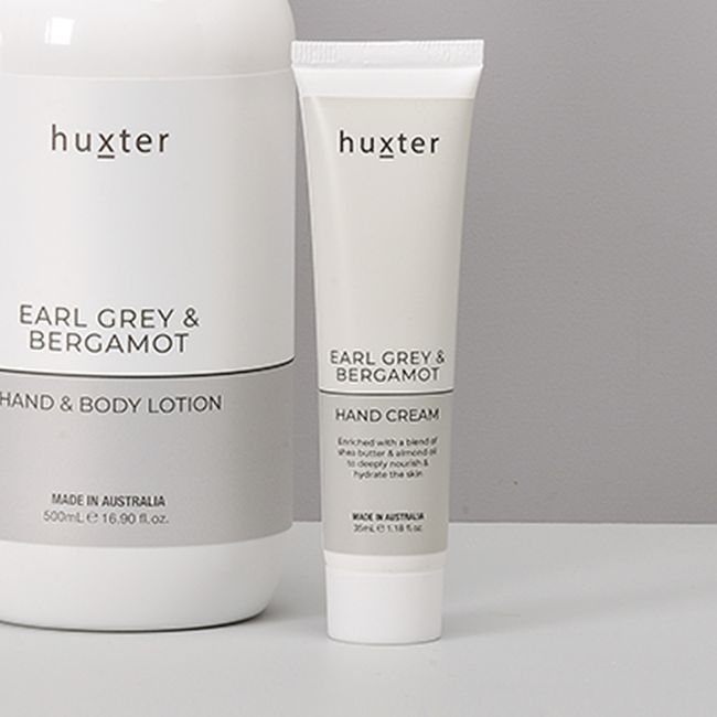 huxter Hand Cream Earl Gray &amp; Bergamot 35mL Subtly sweet and captivating scent Sustainable Blend of bergamot, vetiver, and lavender