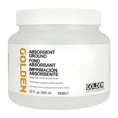 Absorbent Ground by GOLDEN, 32 fl. oz. Jar, Professional Acrylic Ground, Semi-Opaque