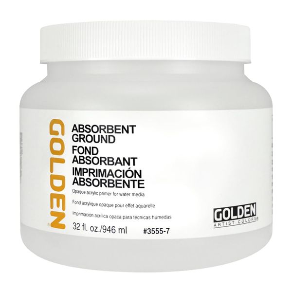 Absorbent Ground by GOLDEN, 32 fl. oz. Jar, Professional Acrylic Ground, Semi-Opaque