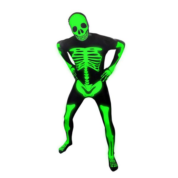 Morphsuits Adult Skeleton Costume Men Glow In The Dark Scary Bones Bodysuit Halloween Costumes Medium