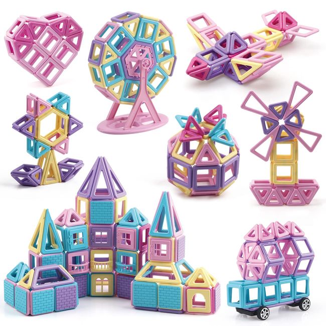 Aomiks 162 PCS Magnetic Blocks, Girls, Magnetic Blocks, Educational Toys, Boys, Magnetic Blocks, Popular, Cute, 3D Puzzle, Magnetic Toy Blocks, Keys, DIY Magnetic Building Blocks, Keys, Ferris Wheel,