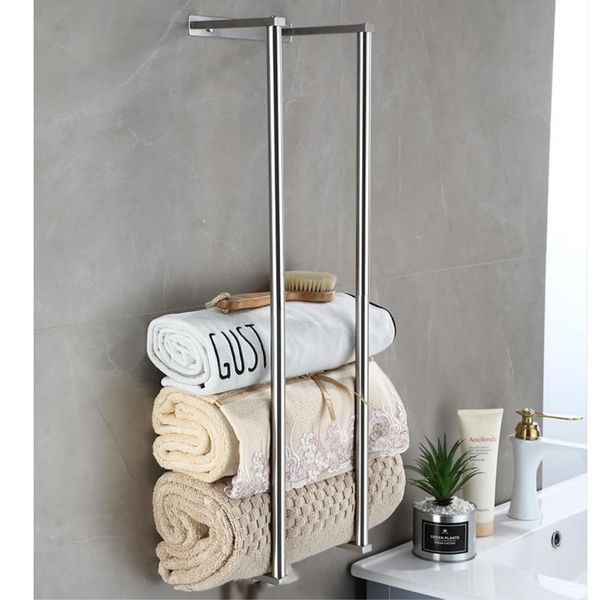 Towel Rack Wall Mounted Bathroom Towel Storage Bath Towel Rack Roll Up Storage Laundry Rack Bath Towel Rest for Folding Large Towel Washcloths Easy Installation