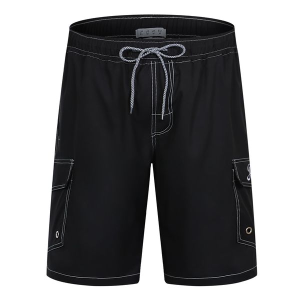 APTRO Herren Badehose Lang Schnelltrocknend Boardshorts Sommer Badeshorts Urlaub Freizeit Short mit Innenhose Cargo Schwarz MK129 L