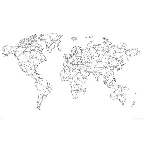 Poster World Map Polygon with Accessory Item