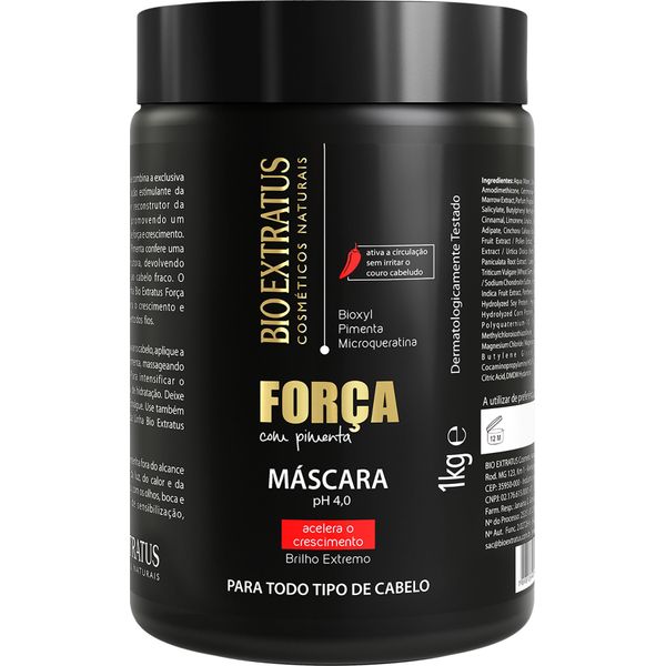 Linha Forca com Pimenta (Forca e Crescimento) Bio Extratus - Mascara 1000 Gr - (Bio Extratus Pepper Strength (Strength and Growth) Collection - Mask Net 35.27 Oz)