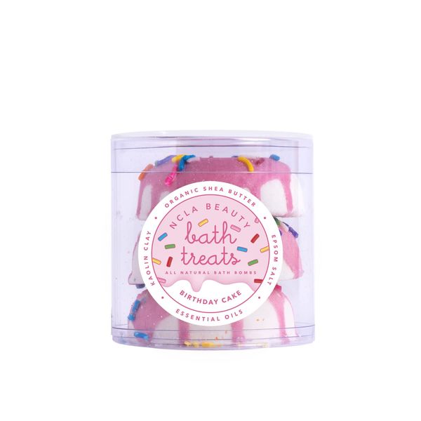 NCLA - Bath Treats All-Natural Bath Bombs (Set of 3) | Vegan, Cruelty-Free, Clean Skincare (Birthday Cake)