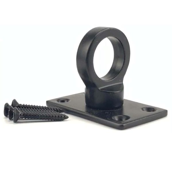 RopeServices UK 24mm Powder Coated Black Decking Rope Eye Plate, Deck Post End Fixing Post Fitting