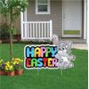 Easter Yard Decoration - "Happy Easter" with Gray Easter Bunny (single with 2 sh