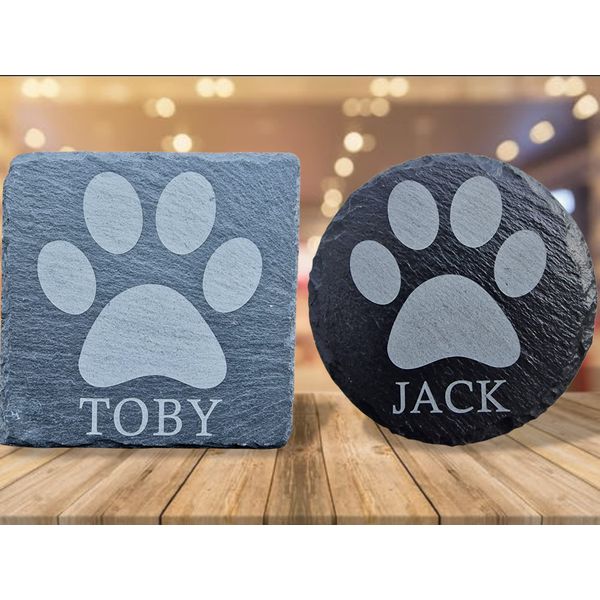 Personalised Slate Coaster - PAW PRINT