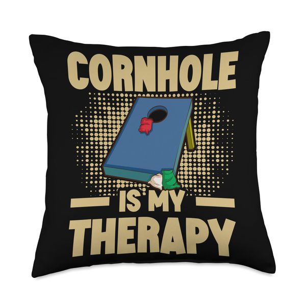 Cornhole Is My Therapy Bags Corn hole Board Cornhole Throw Pillow