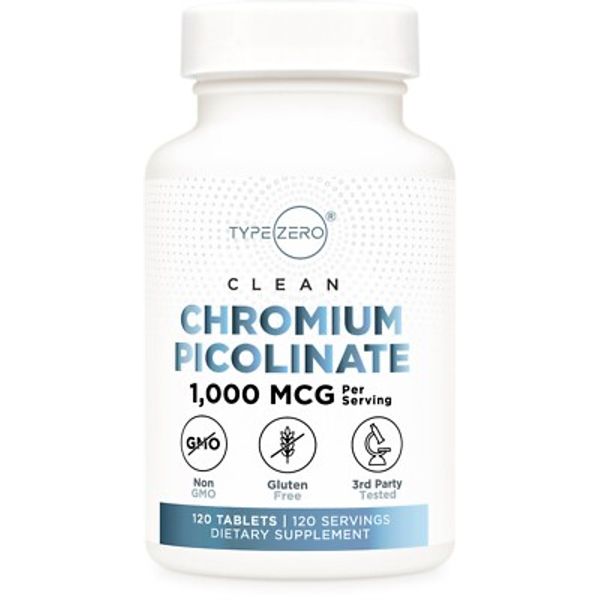 Type Zero Clean Chromium Picolinate Tablets (120 Count) 1,000 MCG Per Serving