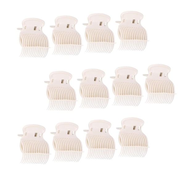 LATRAT Hot Roller Clips, 12 Pieces Hair Curler Clips, Plastic Hot Roller Clip, Replacement Hair Clips for Women, Girls, Hair Section Styling, White (White)