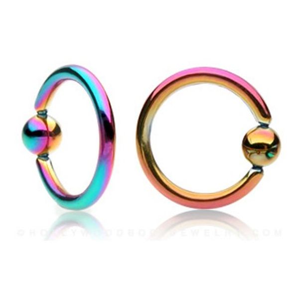 Rainbow Titanium IP Captive Bead Ring (CBR) - 1.2mm x 8mm