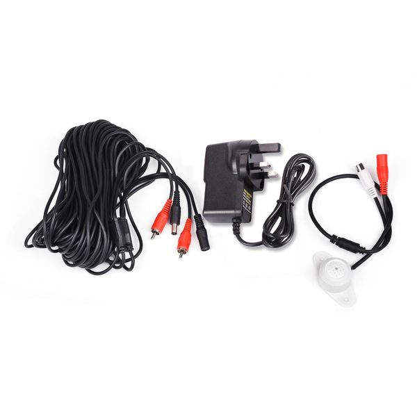 Tonton High Sensitive Weatherproof Preamp Microphone Audio Pickup Device Sound Voice Pickup Kit with 60 Feet (18.3m) Extension Cable and 12V 2A Power Supply for CCTV Surveillance Camera System