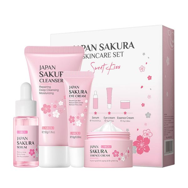 Hauttäglich Hautpflege Set Sanfte Haut Reinigung & Pflege Teenage Mädchen und Frauen Geschenkset inklusive Cleanser Serum Essence Augencreme (4 Stück)