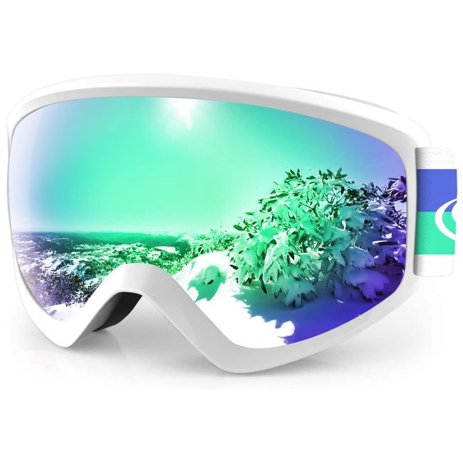 findway Skibrille Kinder, Snowboardbrille für Kinder Jungen und Mädchen Alter 8 9 10 11 12 13 14 OTG Skibrillen Sphärisch Verspiegelt Anti-UV Anti-Fog Windwiderstand Kompatibler Helm und Brillenträger