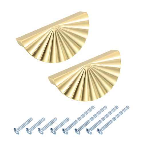 uxcell 2Pcs Cabinet Pull Handles, 3" Hole Center Zinc Alloy Modern Drawer Pulls for Kitchen Cupboard Dresser Cabinet Hardware, Gold