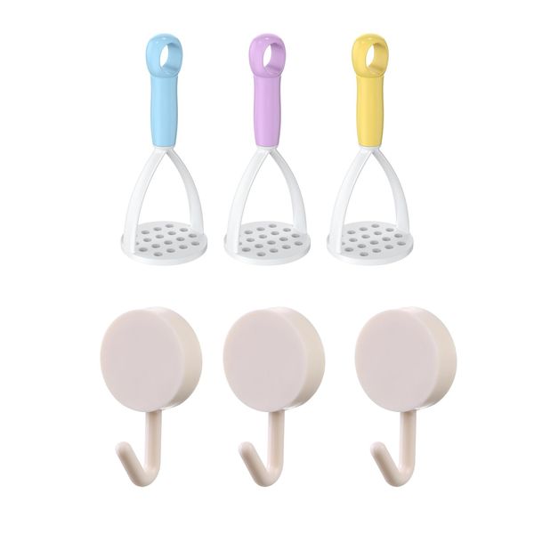 EULAPGOE Plastic Potato Masher with Handle Hand, and no Punch Wall Hook, Held Potato Masher Food Press for Struggle Free Mashing Vegetable and Fruit Masher and Other Food