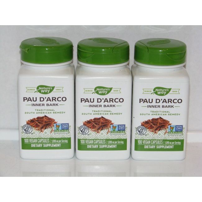 3 Nature's Way PAU D'ARCO Inner Bark South American 100/bottle = 300 capsules