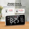 Dekala LED Digital Alarm Clock with Double Alarms, Temperature & Humidity Sensor, Bedside Function with Snooze, 12/24h Format, Large Automatic Dimmable Display and Digital Clock Mains Operated