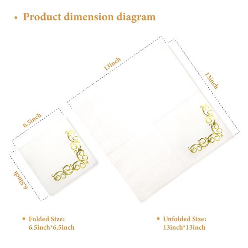 AIPOKE 80-Pack Gold Napkins: 6.5 x 6.5 Inches, 2-Ply Paper Cocktail Napkins for Parties & Events
