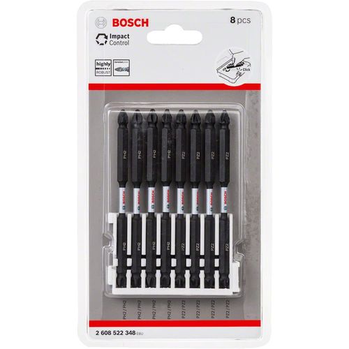 Bosch Professional 8pcs. Double Screwdriver Bit Set (Impact Control, PH/PZ Bits, Length 110mm, Pick and Click, Accessory Impact Drill)