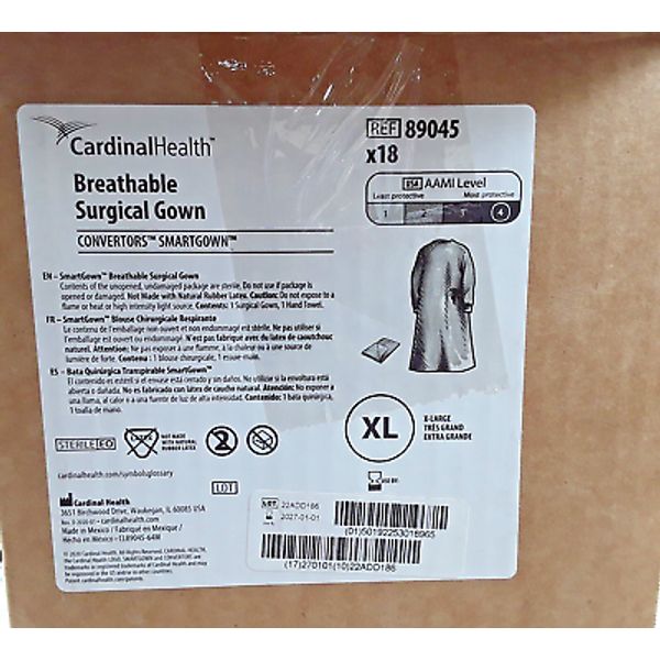 89045 - (18) BREATHABLE SURGICAL GOWN -XL- AAMI LEVEL 4 - SEALED PACKS - N.O.B