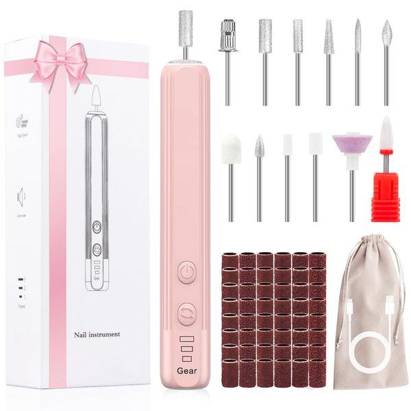 Professional Electric Nail Drill Kit, Portable Cordless Nail File Set for Acrylic, Gel Nails, Manicure and Polishing with 100Pcs Sanding Bands1