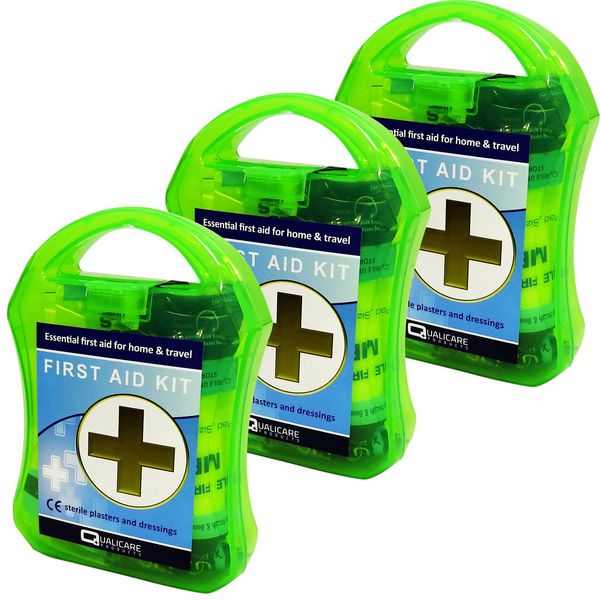 Qualicare Handy Mini Small Pocket Size Compact Carry Emergency First Aid Kit - Triple Kit Pack