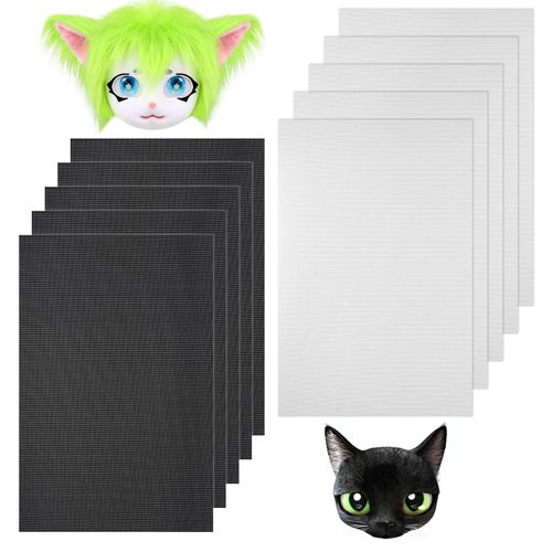 10Pcs Fursuit Eyes Plastic Mesh 0.5mm Waterproof PVC Plastic Mesh White Printable Eyes Mesh Sheets for Furry Cosplay Handicrafts Making Plastic Sheets for Props Sculpting Fursuits Home Decor