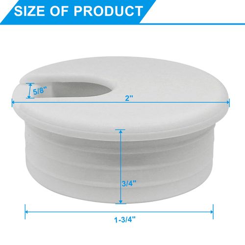 Litoexpe 2 Pcs White Desk Cord Grommets 1-3/4 Inch, Plastic Grommet Cable Hole Cover for Office Equipment, Computer Desk Wires