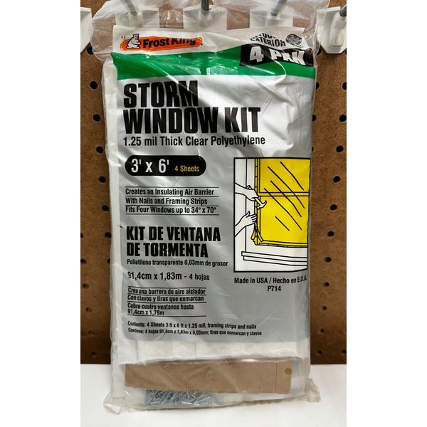 Frost King P714 Storm Window Kit 4 Sheets 1.25 Mil Clear Window Insulation Kit