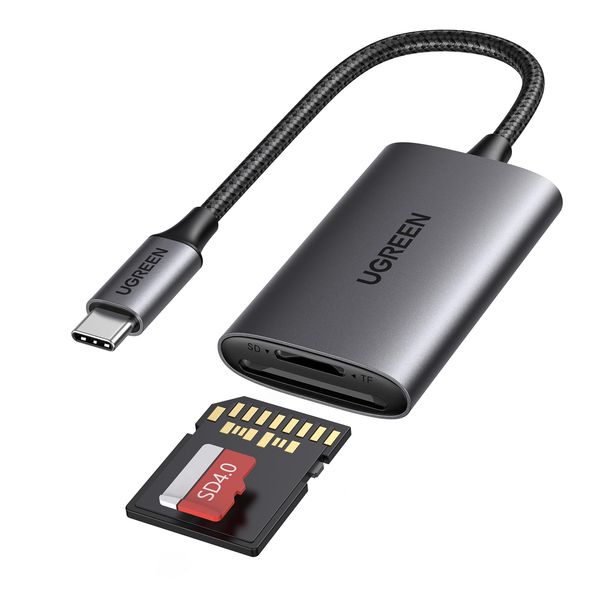 UGREEN USB C 312MB/S Kartenleser SD 4.0 Kartenleser USB C Card Reader USB C Micro SD Adapter Aluminium kompatibel für iPhone 15 Pro Max, Galaxy S23, iPad Pro,MacBook Pro,Surface pro/Surface Book usw.