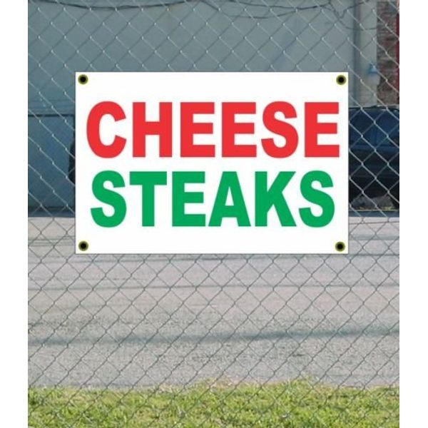 Cheese Steaks 2x3 Red White Green Banner Sign