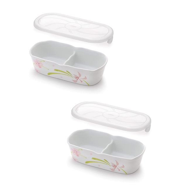 Pottery Arita Ware Pack Pot with Rectangular Partition (Set of 2)