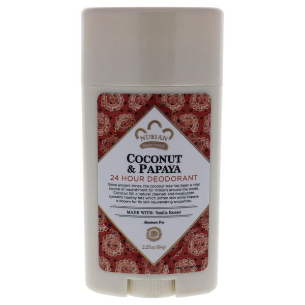 Nubian Heritage 24 Hour Deodorant, Coconut/Papaya with Vanilla Oil,2.25 Ounces