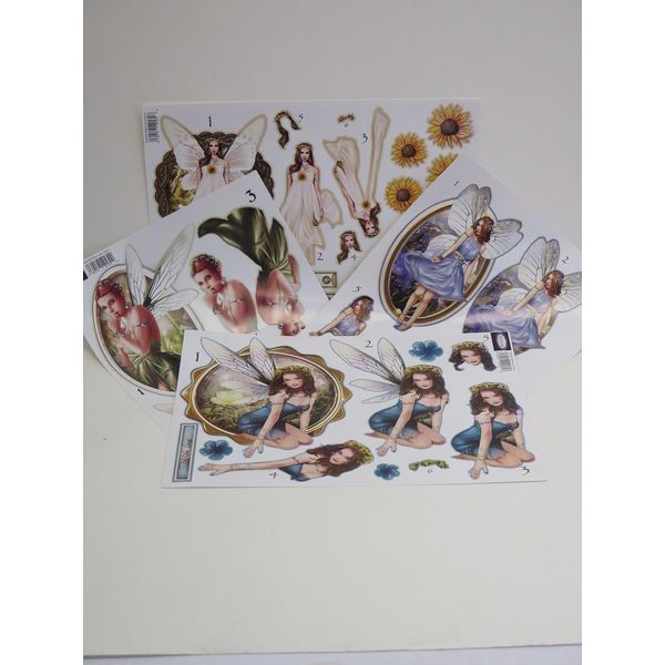 8 Sheets Debbi Moore Designs Decoupage Paper Die Cut Fairies Sentiments JLH074