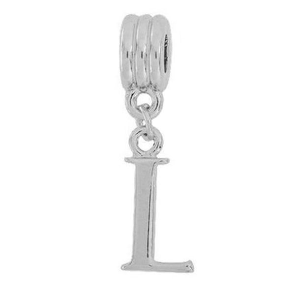 Alphabet Letter Initial Pendant Dangle Charm Beads for Charm Bracelets (Letter 'L')