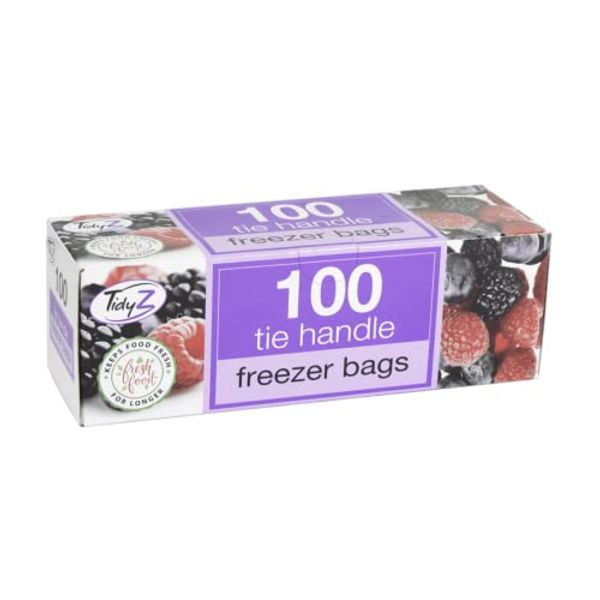 Food & Freezer Bags with tie Handles.- 100 Pack