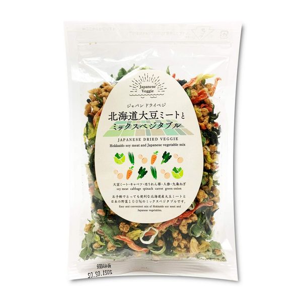 Japanese Dried Vege, Hokkaido Soybean Meat and Mixed Vegetables (Mix of Soy Meat and Domestic Vegetables Made with Only 100% Hokkaido Soybeans), 3.5 oz (100 g), Additive-free, Dried Vegetables, Miso